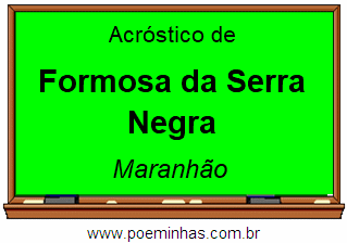 Acróstico da Cidade Formosa da Serra Negra