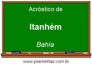 Acróstico da Cidade Itanhém