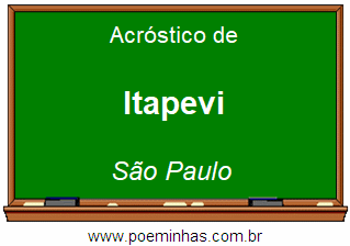 Acróstico da Cidade Itapevi