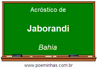 Acróstico da Cidade Jaborandi