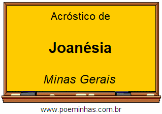 Acróstico da Cidade Joanésia