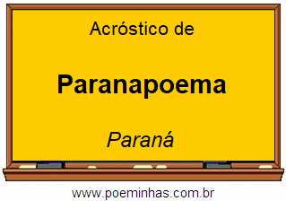 Acróstico da Cidade Paranapoema