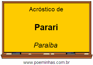 Acróstico da Cidade Parari