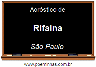 Acróstico da Cidade Rifaina