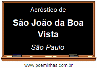 Acróstico da Cidade São João da Boa Vista