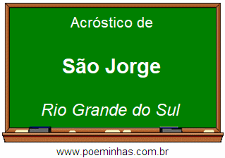 Acróstico da Cidade São Jorge