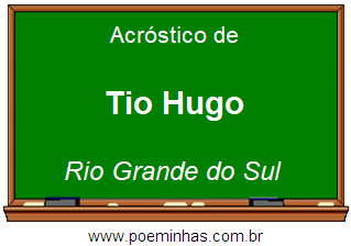 Acróstico da Cidade Tio Hugo