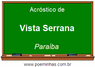 Acróstico da Cidade Vista Serrana