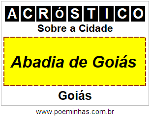 Acróstico Para Imprimir Sobre a Cidade Abadia de Goiás
