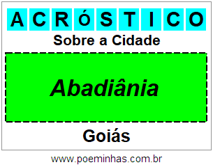 Acróstico Para Imprimir Sobre a Cidade Abadiânia