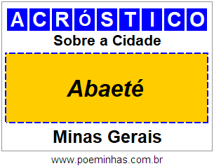 Acróstico Para Imprimir Sobre a Cidade Abaeté