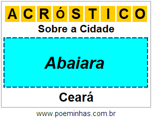 Acróstico Para Imprimir Sobre a Cidade Abaiara