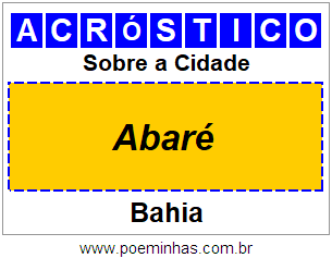 Acróstico Para Imprimir Sobre a Cidade Abaré