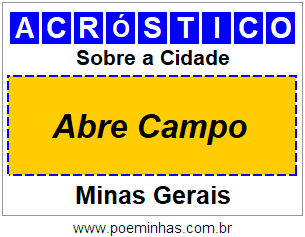 Acróstico Para Imprimir Sobre a Cidade Abre Campo