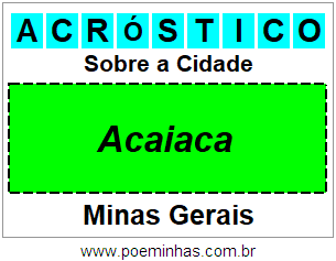 Acróstico Para Imprimir Sobre a Cidade Acaiaca