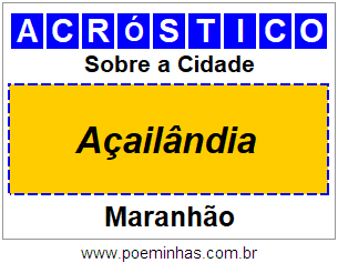 Acróstico Para Imprimir Sobre a Cidade Açailândia