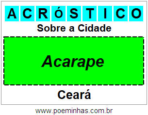 Acróstico Para Imprimir Sobre a Cidade Acarape