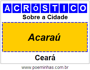 Acróstico Para Imprimir Sobre a Cidade Acaraú