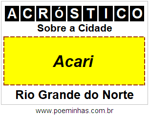 Acróstico Para Imprimir Sobre a Cidade Acari