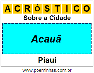 Acróstico Para Imprimir Sobre a Cidade Acauã