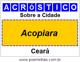 Acróstico Para Imprimir Sobre a Cidade Acopiara