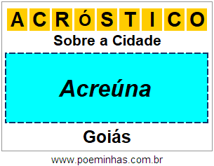 Acróstico Para Imprimir Sobre a Cidade Acreúna