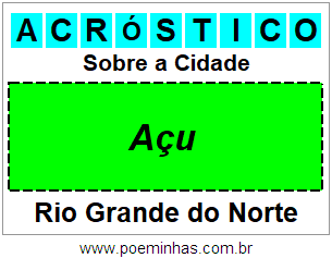 Acróstico Para Imprimir Sobre a Cidade Açu