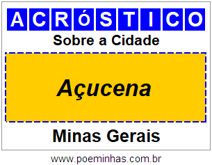 Acróstico Para Imprimir Sobre a Cidade Açucena