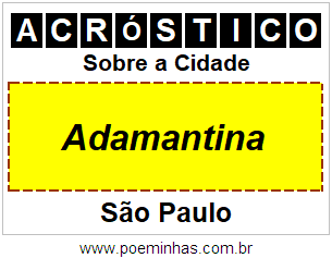 Acróstico Para Imprimir Sobre a Cidade Adamantina