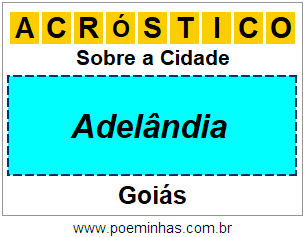 Acróstico Para Imprimir Sobre a Cidade Adelândia