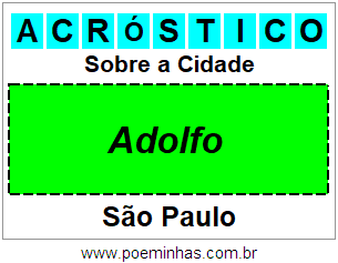 Acróstico Para Imprimir Sobre a Cidade Adolfo