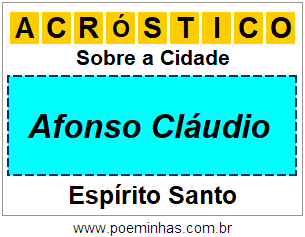 Acróstico Para Imprimir Sobre a Cidade Afonso Cláudio