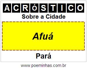 Acróstico Para Imprimir Sobre a Cidade Afuá