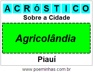 Acróstico Para Imprimir Sobre a Cidade Agricolândia