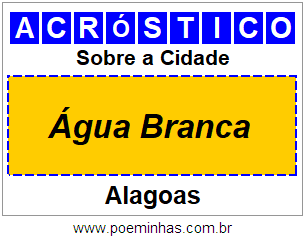 Acróstico Para Imprimir Sobre a Cidade Água Branca