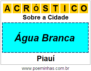 Acróstico Para Imprimir Sobre a Cidade Água Branca