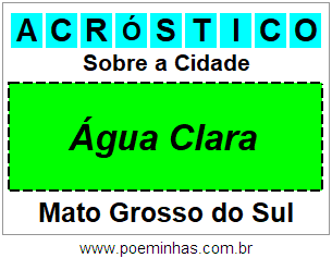 Acróstico Para Imprimir Sobre a Cidade Água Clara