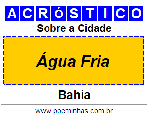 Acróstico Para Imprimir Sobre a Cidade Água Fria