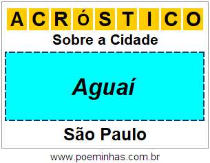 Acróstico Para Imprimir Sobre a Cidade Aguaí