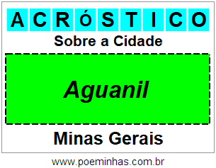 Acróstico Para Imprimir Sobre a Cidade Aguanil