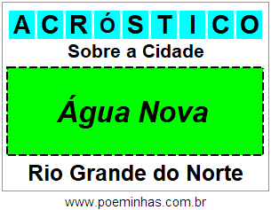 Acróstico Para Imprimir Sobre a Cidade Água Nova