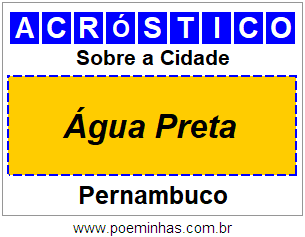 Acróstico Para Imprimir Sobre a Cidade Água Preta