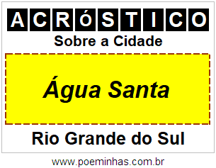 Acróstico Para Imprimir Sobre a Cidade Água Santa