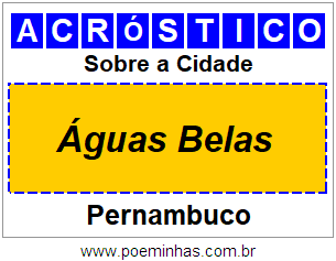 Acróstico Para Imprimir Sobre a Cidade Águas Belas