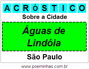 Acróstico Para Imprimir Sobre a Cidade Águas de Lindóia