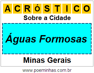 Acróstico Para Imprimir Sobre a Cidade Águas Formosas