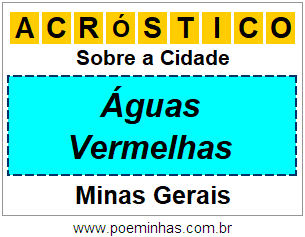 Acróstico Para Imprimir Sobre a Cidade Águas Vermelhas