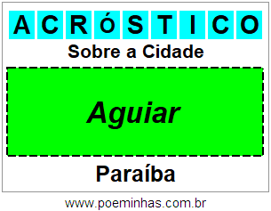 Acróstico Para Imprimir Sobre a Cidade Aguiar
