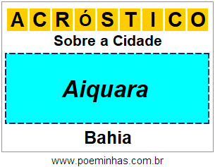 Acróstico Para Imprimir Sobre a Cidade Aiquara