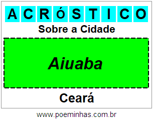 Acróstico Para Imprimir Sobre a Cidade Aiuaba